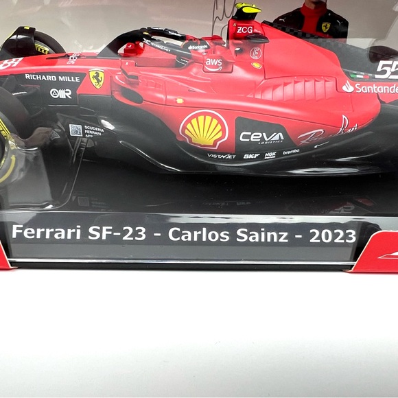 Ferrari SF-23 #55 Carlos Sainz Formula One F1  2023 Burago Diecast 1/24 Sz 9.5” - Picture 12 of 15